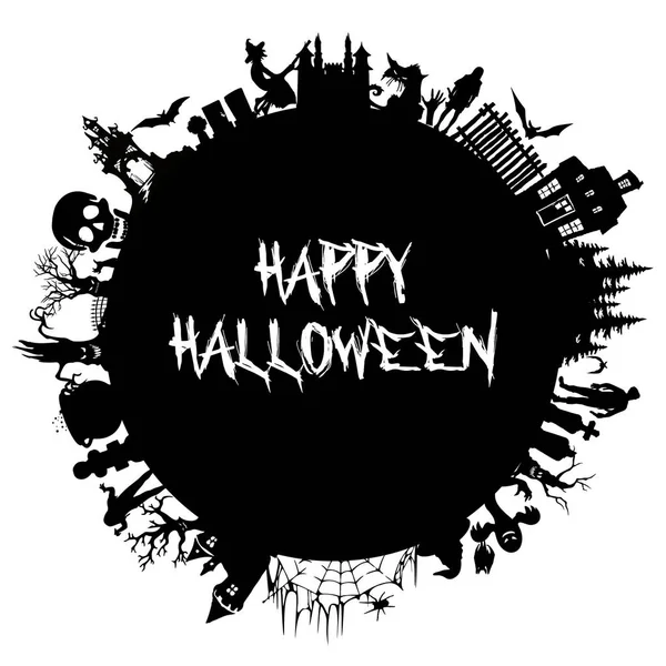 Ensemble de silhouettes pour Halloween. Fête d'Halloween. Voiture d'accueil — Image vectorielle
