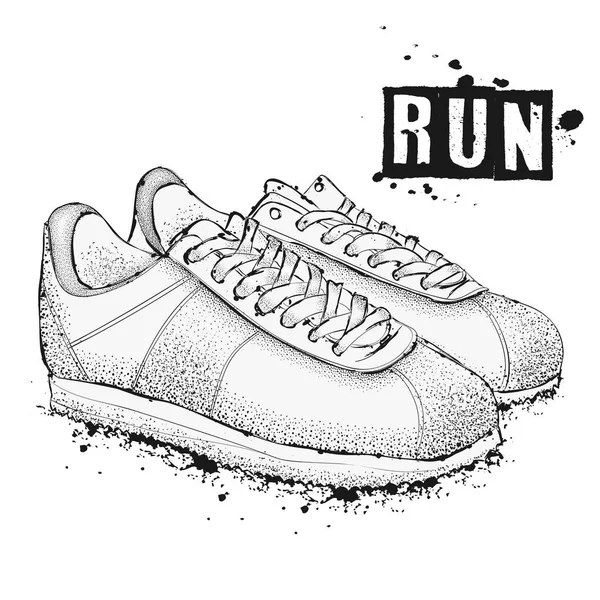 La imagen de las zapatillas deportivas sobre un fondo blanco. ¡Vámonos! Ru. — Vector de stock