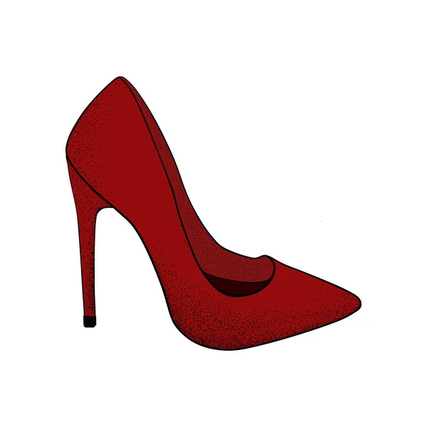 Das Bild der modernen eleganten Schuhe von roter Farbe. Handgezeichnet — Stockvektor