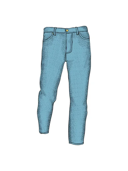 Prázdné šablony Pánské džíny v Nárys. Izolované na bílém — Stockový vektor
