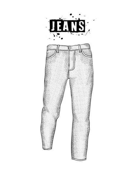 Vintage Pánské džíny vpředu názory. Izolované na bílém pozadí — Stockový vektor