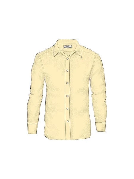 Κενό πρότυπο του Ανδρικό πουκάμισο με μπροστά απόψεις. Απομονωμένα σε λευκό — Διανυσματικό Αρχείο
