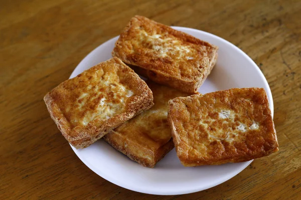 Stack of freshly fried tokwa or tofu — Stock Photo, Image