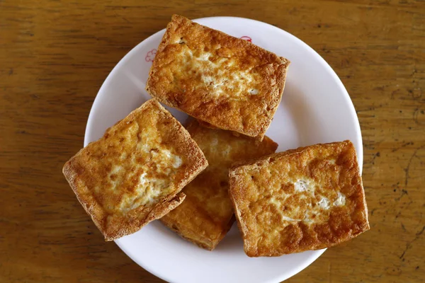 Stack of freshly fried tokwa or tofu — Stock Photo, Image