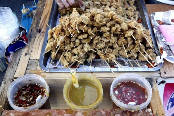 Photo of Filipino local delicacy called butche and bato bato or deep fried chicken esophagus
