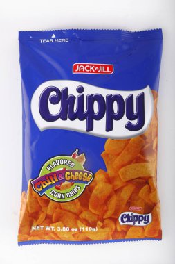Antipolo Şehri, Filipinler - 6 Şubat 2019: İzole edilmiş beyaz arka planda cips torbası.