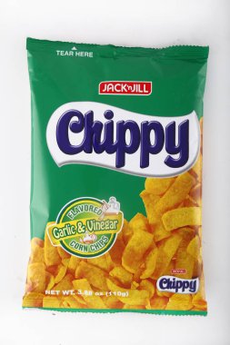 Antipolo Şehri, Filipinler - 6 Şubat 2019: İzole edilmiş beyaz arka planda cips torbası.
