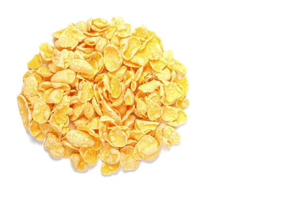 Pile Cornflakes Shape Circle Isolated White Top View — Stock Photo, Image