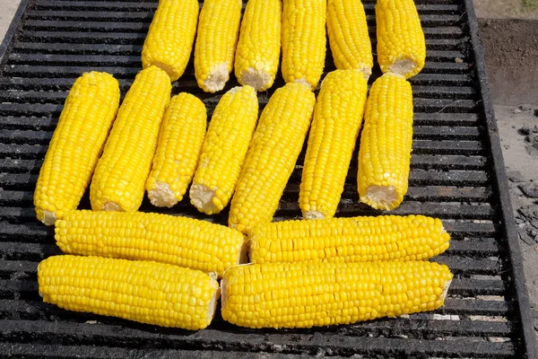 Delicious Corn Cobs Grill Outdoor Concept Party Fastfood Street Trading — Stock Photo, Image