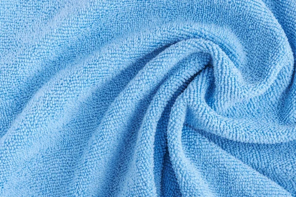 Wrinkled blue microfiber cloth texture of microfiber towel