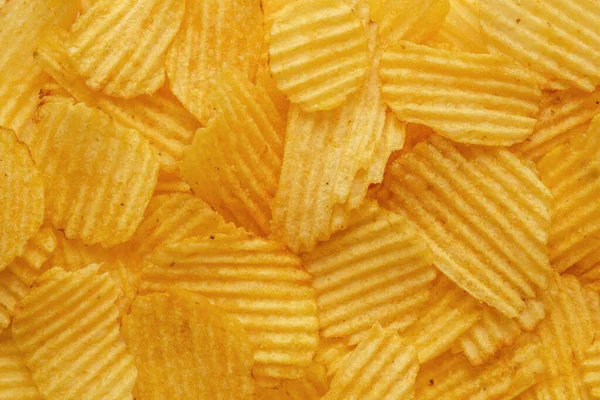 Arany Chips Háttér Lapos Fektetés Felülnézet Szövegmásolási Hely — Stock Fotó