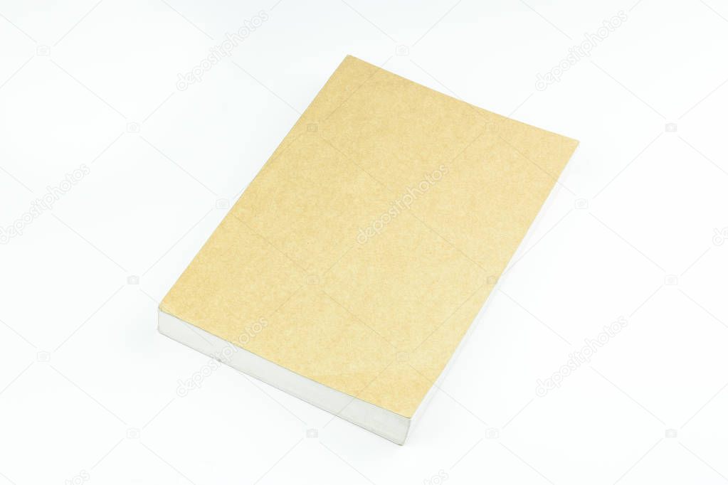 brown diary book on white background