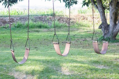 yeşil çim zemin üzerine salıncak