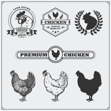 Collection of Chicken meat labels, badges, emblems and design elements. clipart
