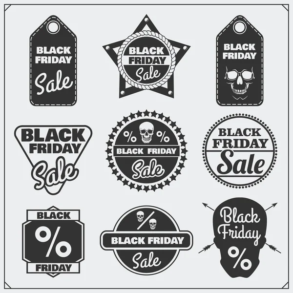 Ensemble d'étiquettes de vente, bannières, badges, étiquettes et éléments de design Black Friday . — Image vectorielle
