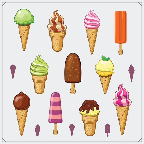 Kolekce Ice Cream ikony a symboly. — Stockový vektor