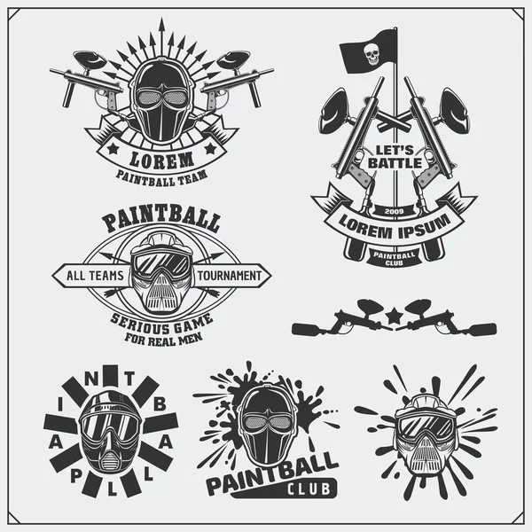 Набор этикеток, эмблем, символов, иконок и элементов дизайна пейнтбольного клуба . — стоковый вектор