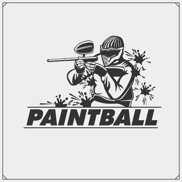 Paintball Club Emblem und Etikett. — Stockvektor