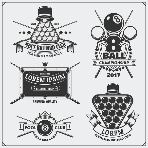 组的台球标签、 标志、 徽章、 图标和设计元素. — 图库矢量图片