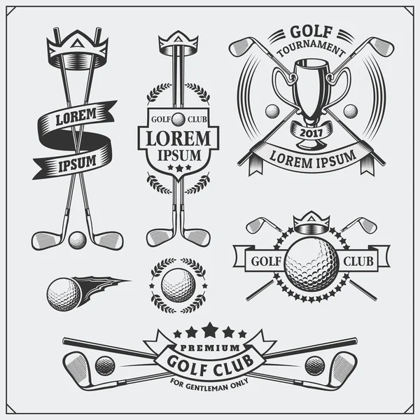 Vintage golf címkék, jelvények, emblémák és design elemek halmaza. Fekete-fehér designnal. — Stock Vector