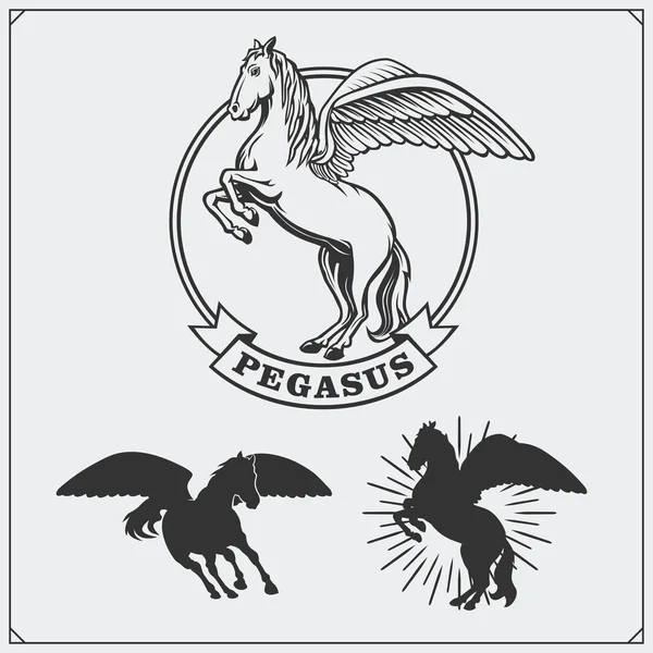 Koně heraldika znak. Štítky, emblémy a prvky pro sportovní klub. — Stockový vektor