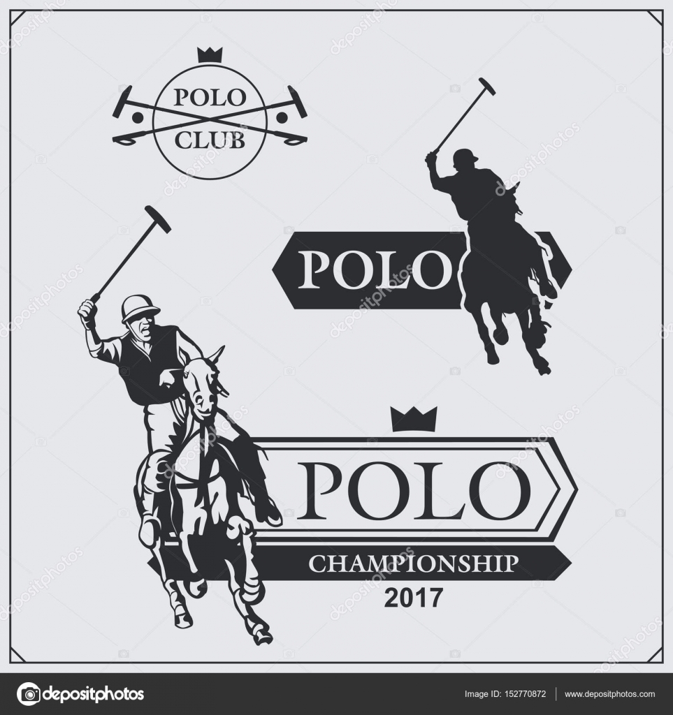Set of vintage horse polo club labels, emblems, badges and design - Main Image