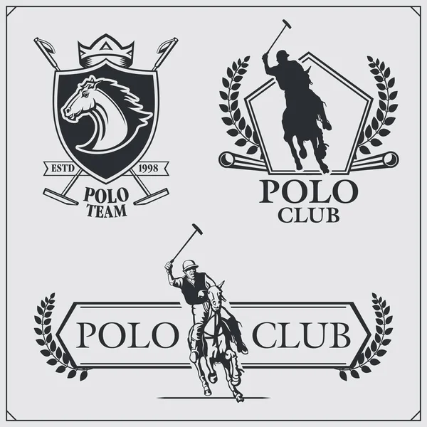 Σετ vintage άλογο polo club ετικέτες, εμβλήματα, εμβλήματα και στοιχεία σχεδιασμού. — Διανυσματικό Αρχείο