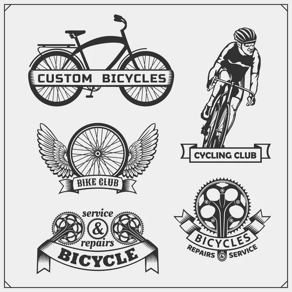 Набір велосипедних гоночних етикеток, значків, емблем та елементів дизайну . — стоковий вектор