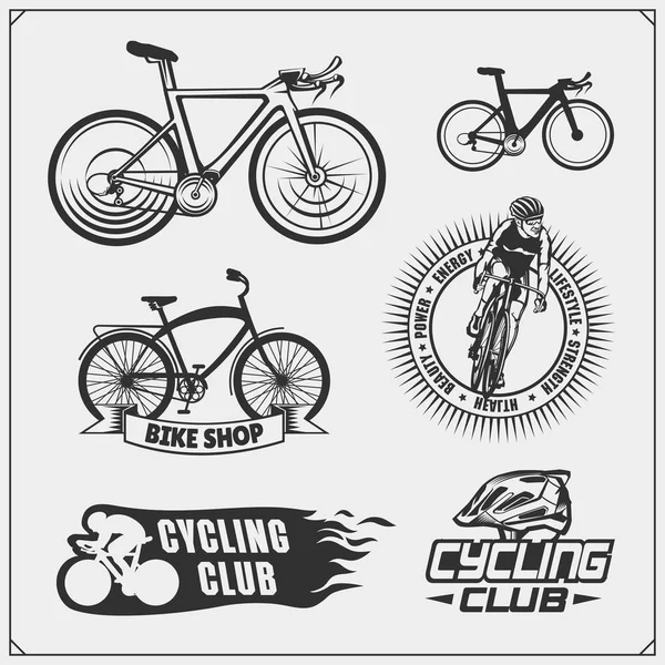 Set of cycle racing labels, badges, emblems and design elements. — Stock Vector