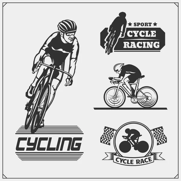 Set of cycle racing labels, badges, emblems and design elements. — Stock Vector