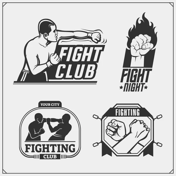 Set of fighting club emblems, labels, badges and design elements. — Stock Vector