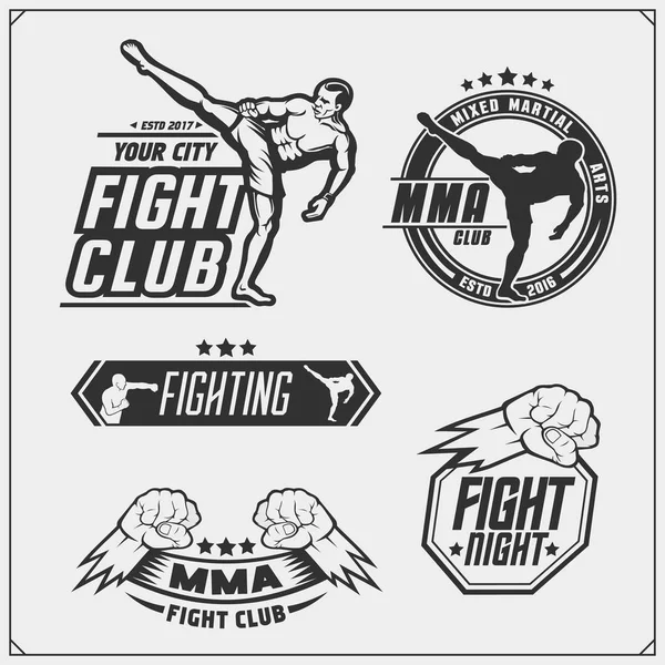 Ensemble d'emblèmes, étiquettes, badges et éléments de design des clubs de combat . — Image vectorielle