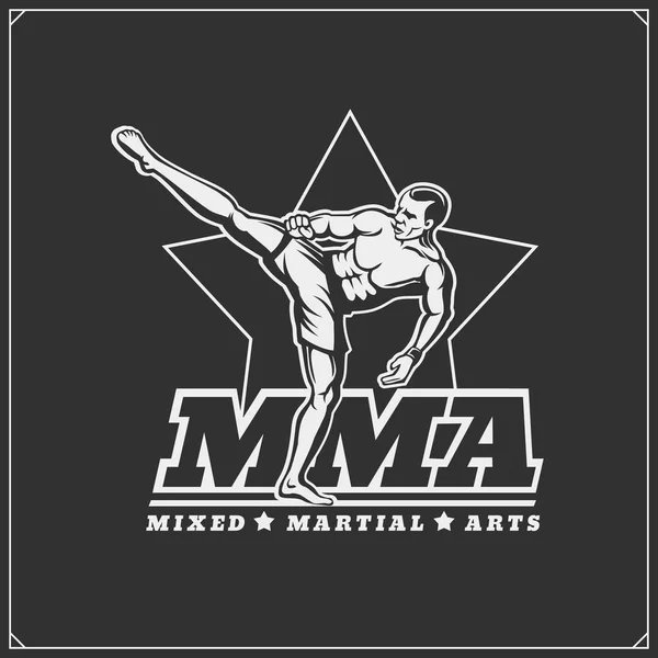 Lutadores de artes marciais mistas. Esporte clube emblema . —  Vetores de Stock