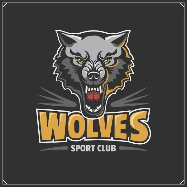 O emblema com lobo para uma equipe de esporte . —  Vetores de Stock