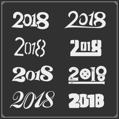 Mutlu yeni yıl 2018. Icon set.