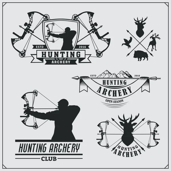 Set Archery Sports Emblems Labels Design Elements Vector Illustration — Stock Vector