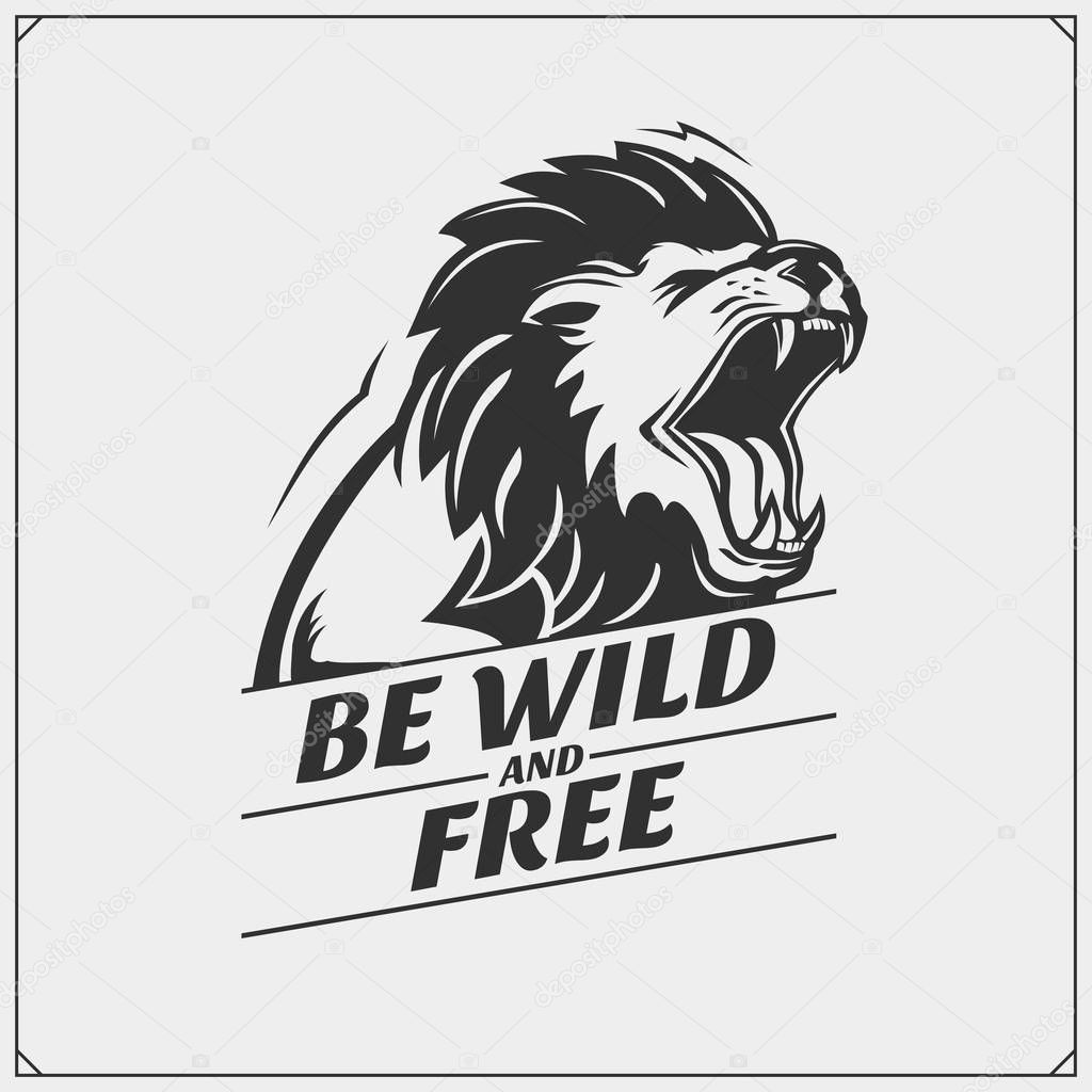 The emblem with lion for a sport team.