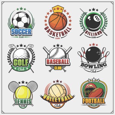 Amblemler spor topları ile vektör ayarla.