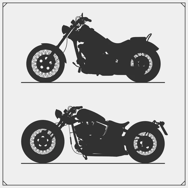 Conjunto Motocicletas Emblemas Del Club Motociclistas Estilo Vintage Diseño Monocromático — Archivo Imágenes Vectoriales