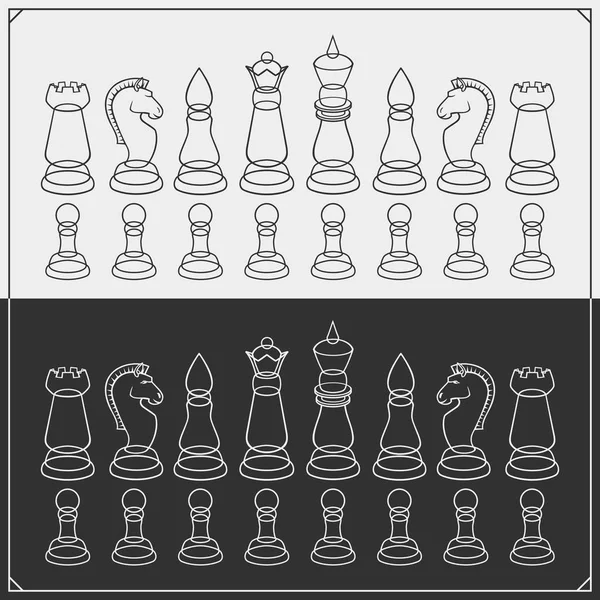 Sada Šachových Ikon Vektorové Ilustrace — Stockový vektor