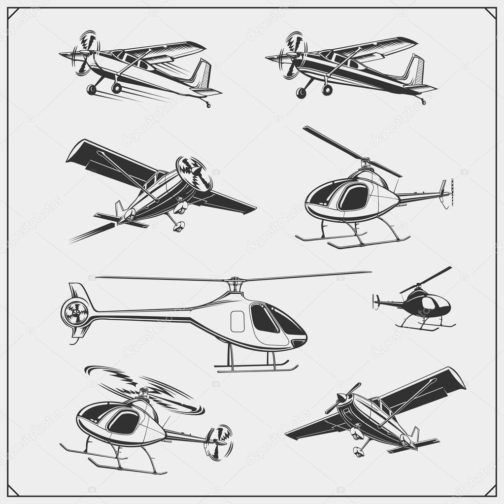 Vector set of Airplane and Helicopter.