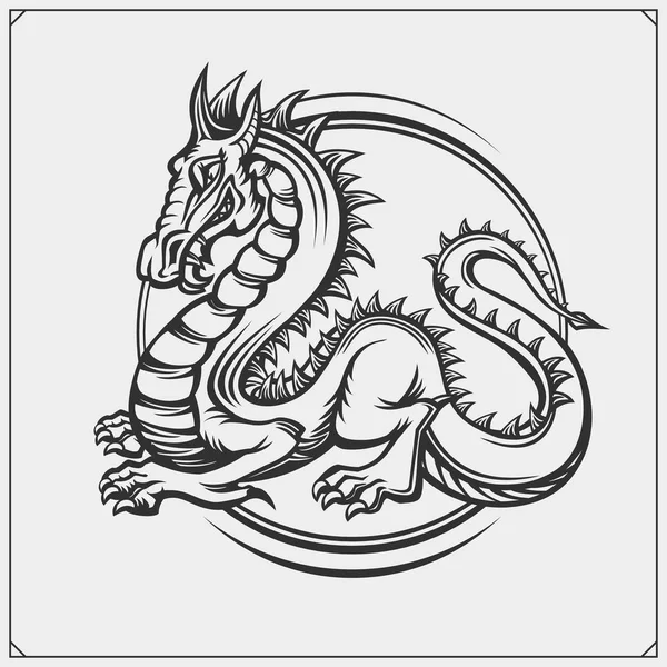 Dragon Znak Pro Sportovní Klub Vektorové Ilustrace — Stockový vektor
