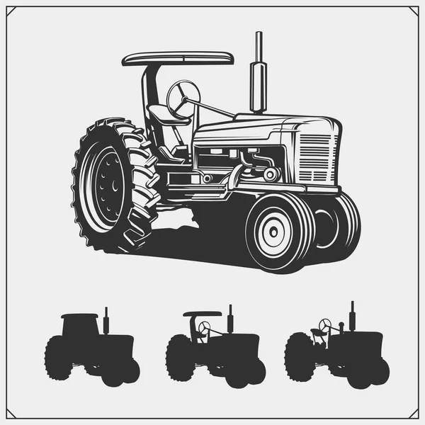 Tractor Silhouettes Set Vector Illustration — Stock Vector