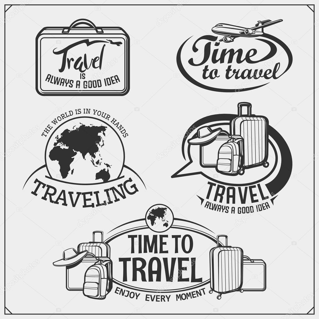 Set of Travel emblems, labels and design elements. Print design for t-shirt.