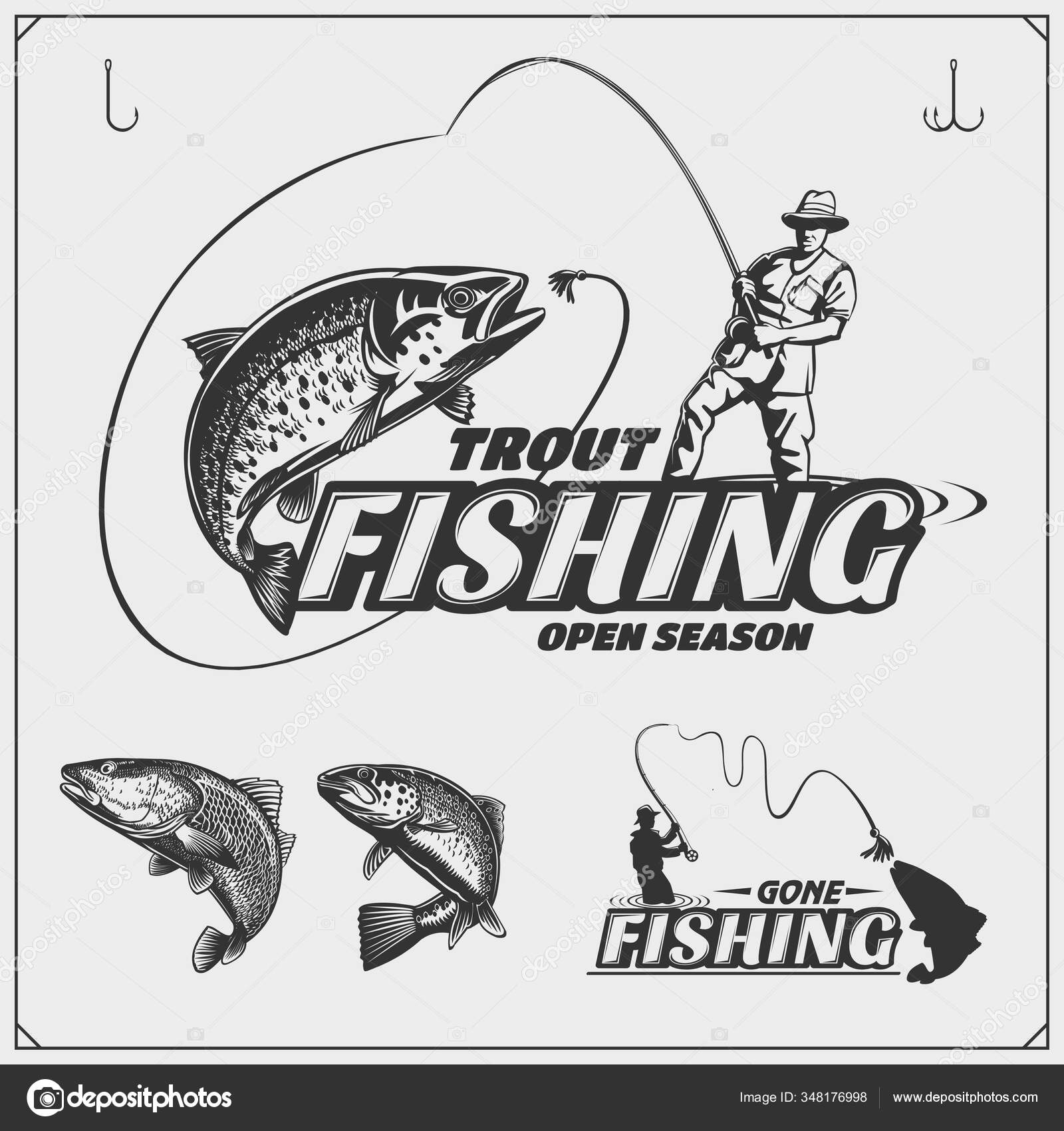 Set Retro Fishing Labels Badges Emblems Design Elements Vintage Style Stock  Vector by ©malashkos 348176998