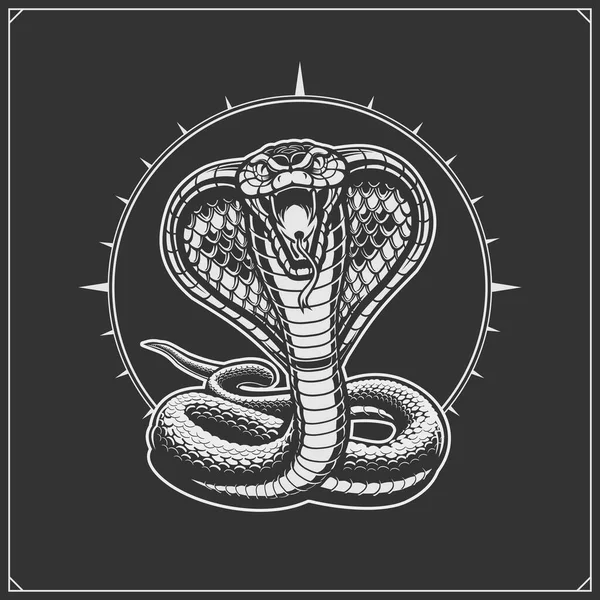 Emblemet Med King Cobra För Ett Idrottslag Print Design För — Stock vektor