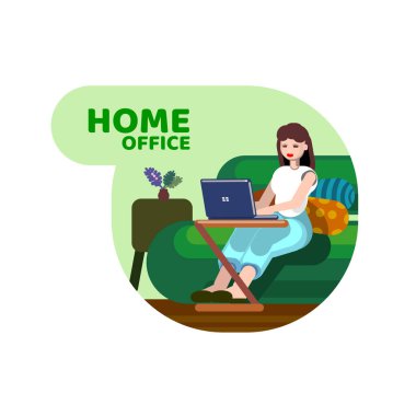 Karantinadaki insanlar. Evde çalışmak ve ortak çalışma alanı. Düz çizim. Koronavirüsü durdurun..