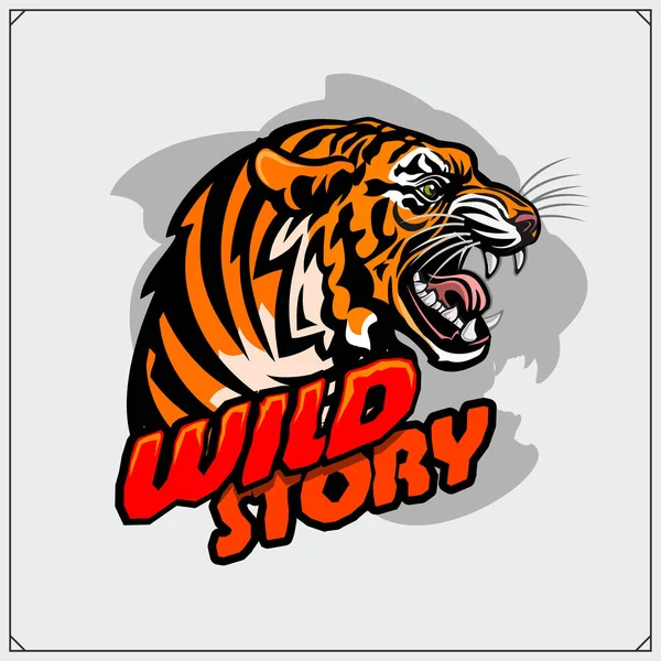 Esporte Emblema Clube Com Tigre Design Impressão Fot Shirt — Vetor de Stock