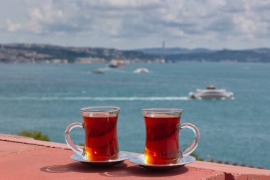 Istanbul'da çay Boğaz Manzaralı.
