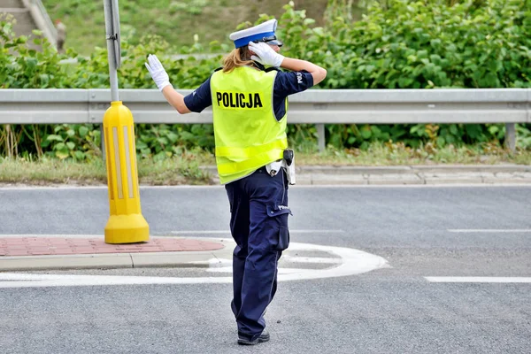 Policjantki Kierowania Ruchem Polska — Zdjęcie stockowe